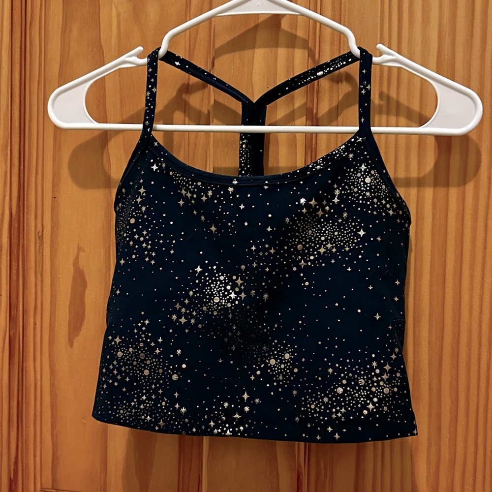 Beyond Yoga Starry Night Yoga Spacedye Slim Racerback Tank - Navy and Gold